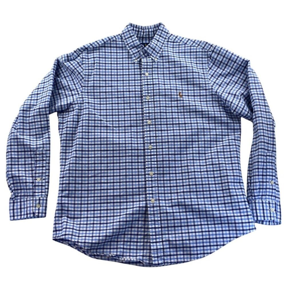 Polo Ralph Lauren Men's Long Sleeve Oxford Shirt M Flesh Pony Gingham
